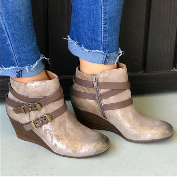 Anthropologie Shoes - Cooper Leather Buckle Wrap Wedge Ankle Booties